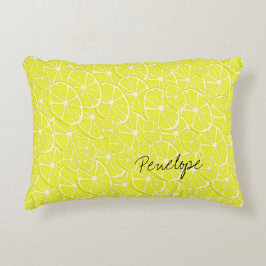 Cool Lemon Slices Pattern Signature Jouw namen toe Accent Kussen