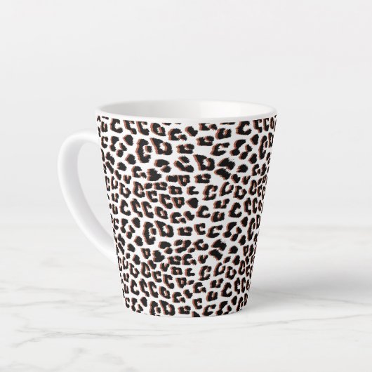 Cool Leopard Animal Print Patroon Latte Mok (Linkerhoek)