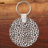 Cool Leopard Animal Print Patroon Sleutelhanger (Voorkant)