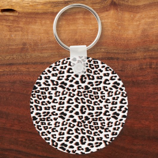 Cool Leopard Animal Print Patroon Sleutelhanger (Voorkant)