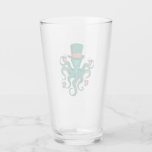 Cool Leprechaun Octopus en Beer St. Patrick's Day Glas (Achterkant)