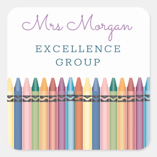 Cool leraar kleurrijke kleurpotloden vierkante sticker (Voorkant)