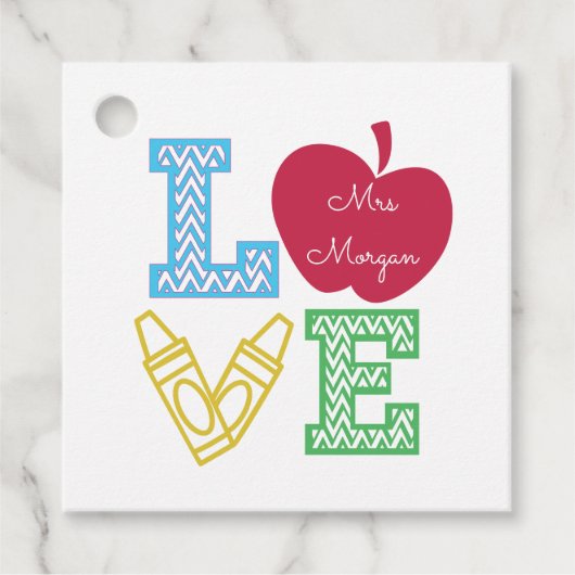Cool leraar kleurrijke liefde script monogram bedankjes labels (Voorkant)