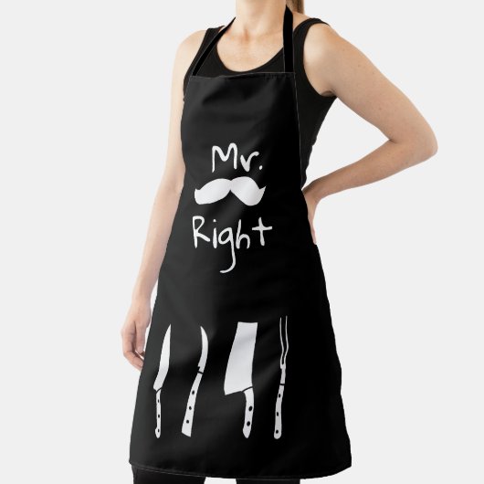 Cool Letter Print Schorten, Mr. Rechts all-over pr Schort (Insitu)