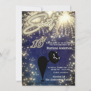 Cool leuk grillig kattenballon sparkle vuurwerk kaart