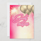 Cool leuk heet roze gouden ballon sparkle vuurwerk kaart (Achterkant)