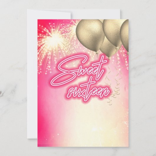 Cool leuk heet roze gouden ballon sparkle vuurwerk kaart (Achterkant)