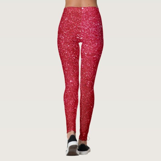 Cool Leuk Helder Rood Groen Glitter Leggings (Achterkant)