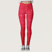 Cool Leuk Helder Rood Groen Glitter Leggings (Voorkant)