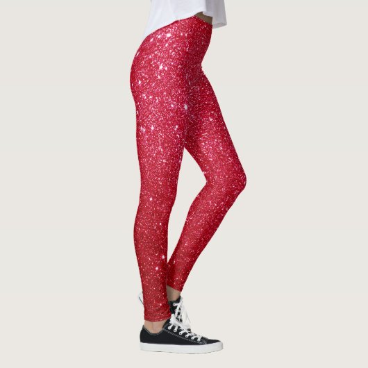 Cool Leuk Helder Rood Groen Glitter Leggings (Rechts)