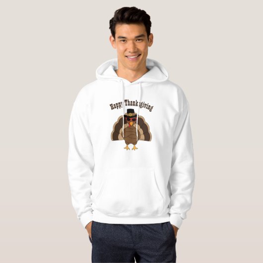 Cool leuk kalkoen Happy Thanksgiving aangepaste te Hoodie (Voorkant volledig)