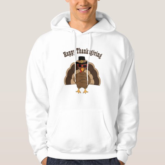 Cool leuk kalkoen Happy Thanksgiving aangepaste te Hoodie (Voorkant)
