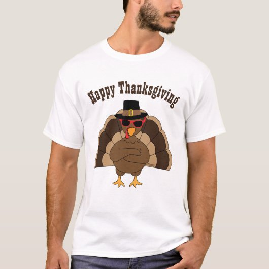 Cool leuk kalkoen Happy Thanksgiving aangepaste te T-shirt (Voorkant)
