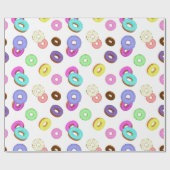 Cool leuk kleurrijk donuts patroon wit cadeaupapier (Vlak)