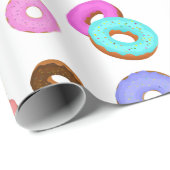 Cool leuk kleurrijk donuts patroon wit cadeaupapier (Rol Hoek)