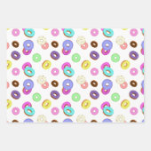 Cool leuk kleurrijk donuts patroon wit inpakpapier vel (Voorkant 3)