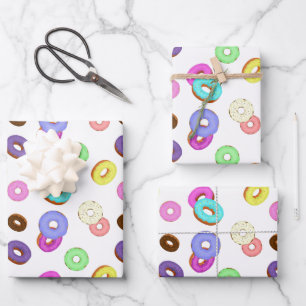 Cool leuk kleurrijk donuts patroon wit inpakpapier vel