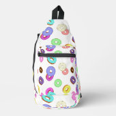 Cool leuk kleurrijk donuts patroon wit sling bag (Voorkant)