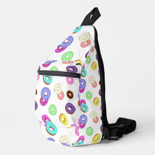 Cool leuk kleurrijk donuts patroon wit sling bag (Rechterhoek)