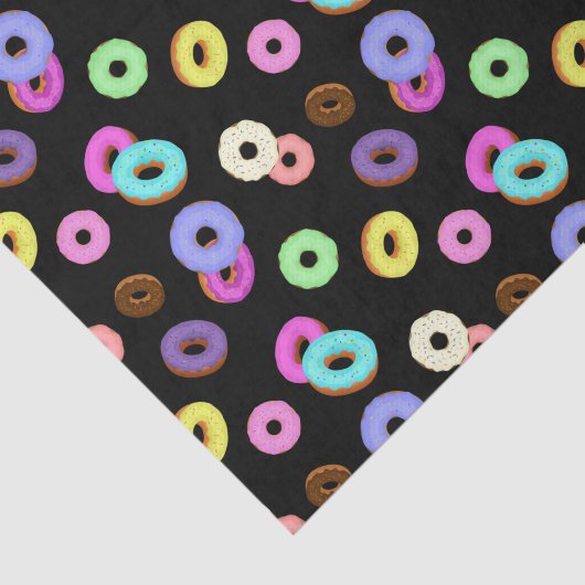 Cool leuk kleurrijk donuts patroon zwart tissuepapier (Detail)