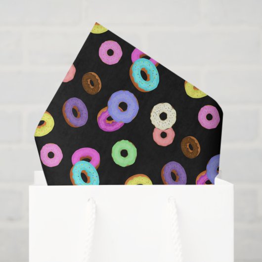 Cool leuk kleurrijk donuts patroon zwart tissuepapier (Cadeauzakje)