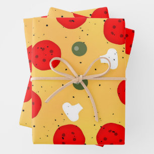 Cool leuk pizza party pepperoni paddenstoel inpakpapier vel