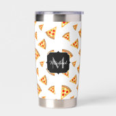 Cool leuk pizza plakjes patroon op maat Monogram Geïsoleerde Drinkbeker (Links)
