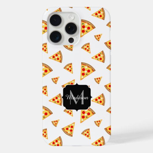 Cool leuk pizza plakjes patroon op maat Monogram iPhone Hoesje (Achterkant)
