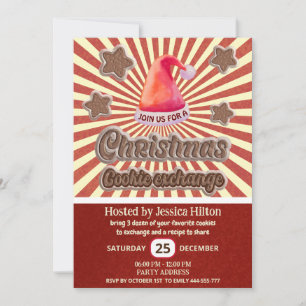 Cool leuk retro santa hoed koekjesruilfeest kaart
