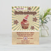 Cool leuk retro typografie cookie exchange party kaart (Staand voorkant)