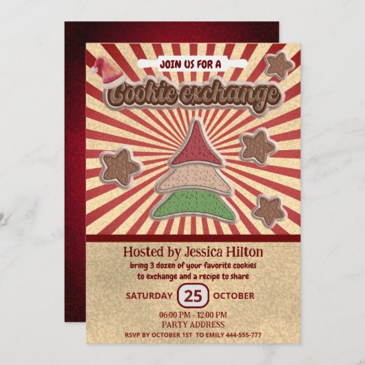 Cool leuk retro typografie cookie exchange party kaart (Voorkant / Achterkant)