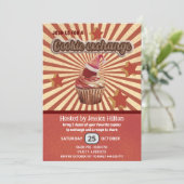 Cool leuk retro typografie cookie exchange party kaart (Staand voorkant)