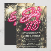 Cool leuk roze gouden ballon glans vuurwerk  kaart (Voorkant / Achterkant)