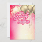 Cool leuk roze neon ballon sparkle vuurwerk kaart (Achterkant)