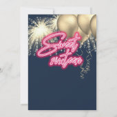 Cool leuk roze neon gouden ballon sparkle vuurwerk kaart (Achterkant)