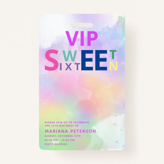 Cool leuk tiener moderne typografie VIP zoet 16 Badge (Voorkant)