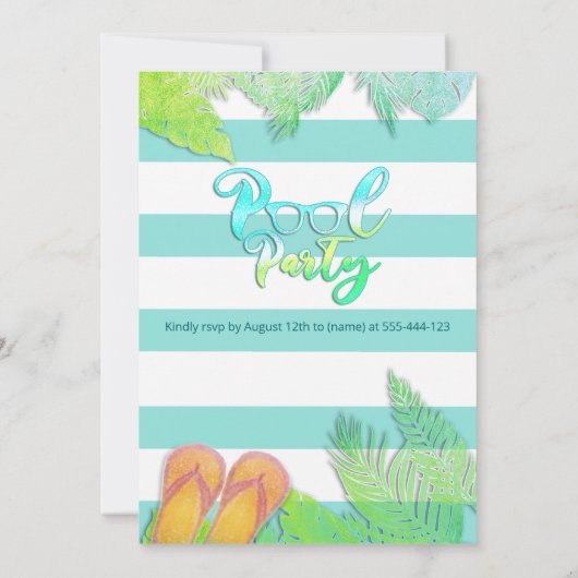 Cool leuk zomerscript poolparty verjaardag kaart (Achterkant)