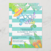 Cool leuk zomerscript poolparty verjaardag kaart (Voorkant / Achterkant)