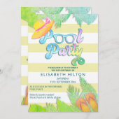 Cool leuk zomerscript poolparty verjaardag kaart (Voorkant / Achterkant)