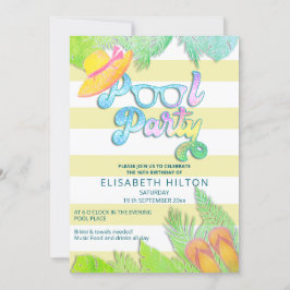Cool leuk zomerscript poolparty verjaardag kaart