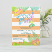 Cool leuk zomerscript poolparty verjaardag kaart (Staand voorkant)