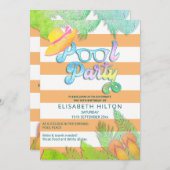 Cool leuk zomerscript poolparty verjaardag kaart (Voorkant / Achterkant)