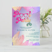 Cool leuk zomerscript poolparty verjaardag kaart (Staand voorkant)