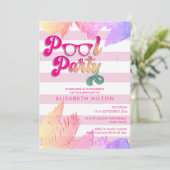 Cool leuk zomerscript poolparty verjaardag kaart (Staand voorkant)