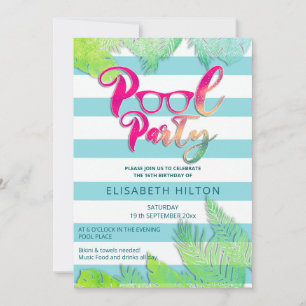 Cool leuk zomerscript poolparty verjaardag kaart