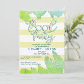 Cool leuk zomerscript poolparty verjaardag kaart (Staand voorkant)