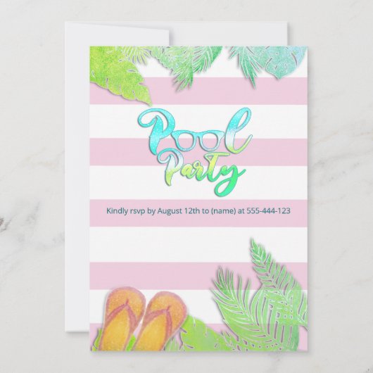 Cool leuk zomerscript poolparty verjaardag kaart (Achterkant)