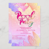 Cool leuk zomerscript poolparty verjaardag kaart (Voorkant / Achterkant)