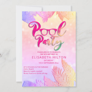Cool leuk zomerscript poolparty verjaardag kaart