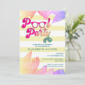 Cool leuk zomerscript poolparty verjaardag kaart (Staand voorkant)